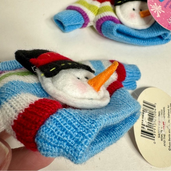 NWT. 2 knit sweater ornaments with 3-dimensional snowman. Brand is Russ. - Picture 8 of 10